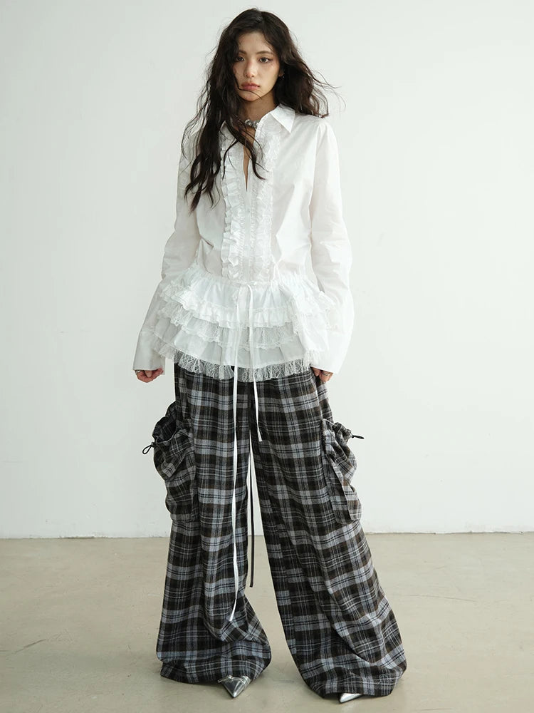 Marigold Shadows Pants Docter Plaid Cargo Pocket Pants