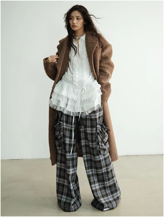 Marigold Shadows Pants Docter Plaid Cargo Pocket Pants