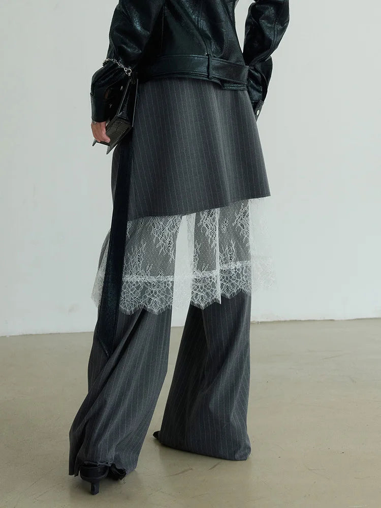 Marigold Shadows Pants Shu Pinstripe Lace Skirt Pants