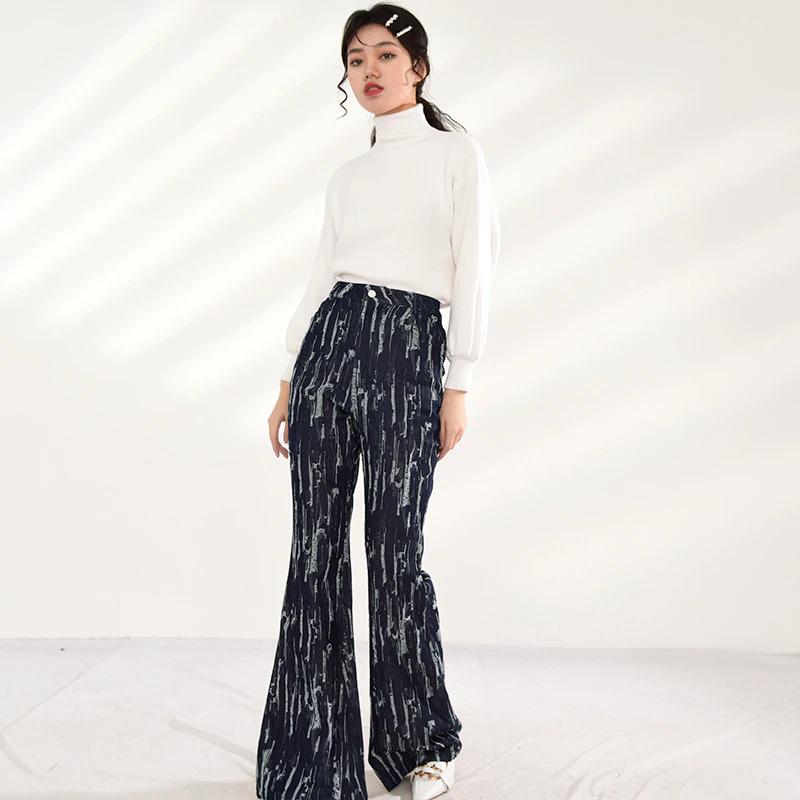 Marigold Shadows pants Takarra High Waist Denim Pants - Deep Blue