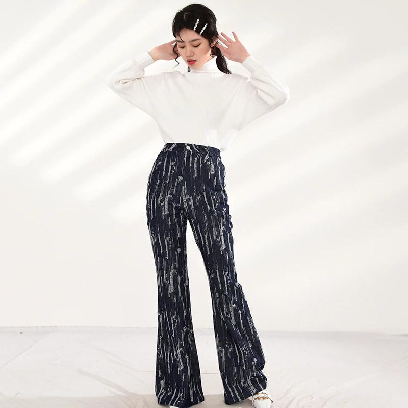 Marigold Shadows pants Takarra High Waist Denim Pants - Deep Blue