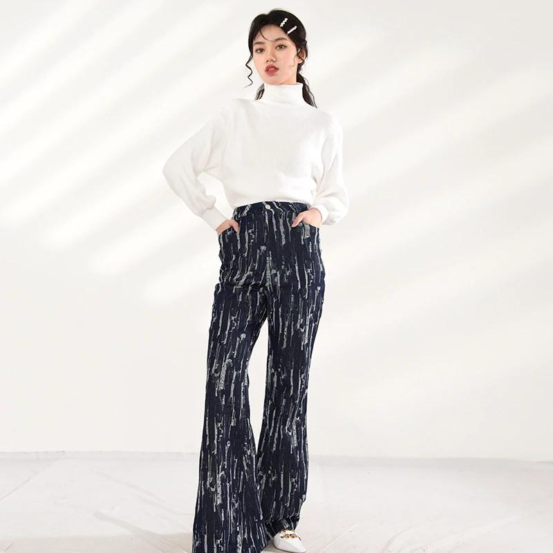 Marigold Shadows pants Takarra High Waist Denim Pants - Deep Blue