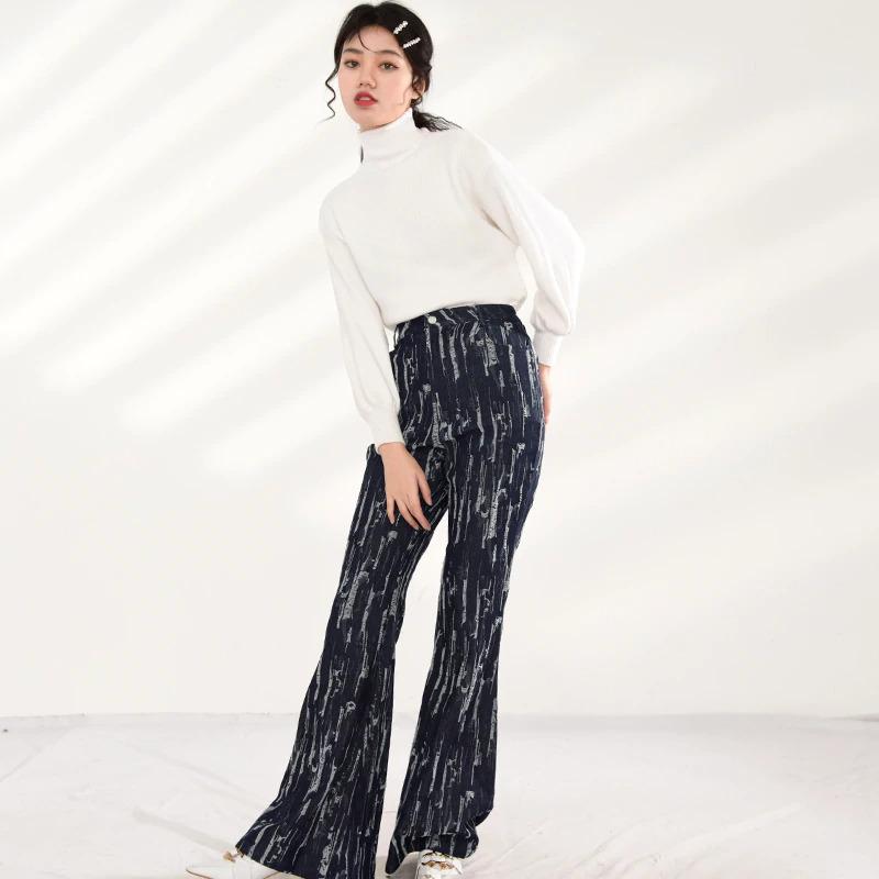 Marigold Shadows pants Takarra High Waist Denim Pants - Deep Blue