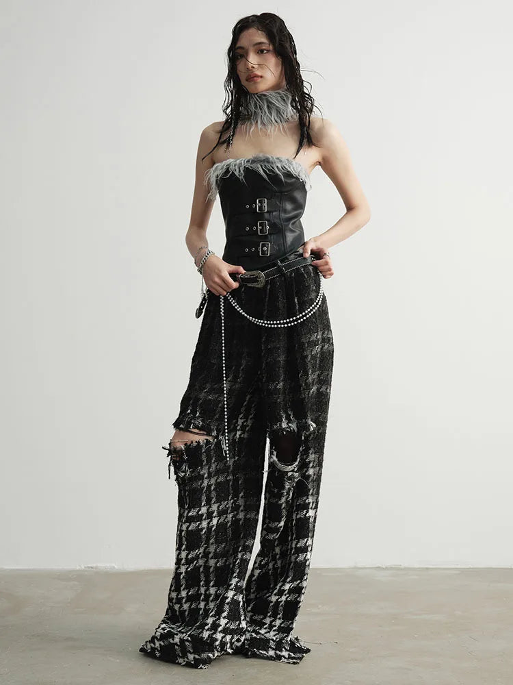 Marigold Shadows Pants Takumi Distressed Plaid Pants