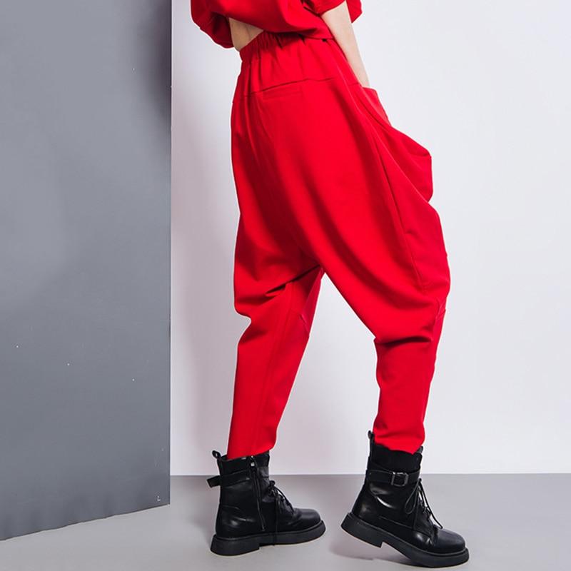 Marigold Shadows Pants Tanaka Pocket High Waist Harem Pants - Red