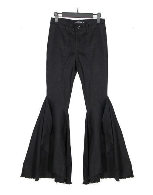 Marigold Shadows pants Usatani High Waisted Pocket Flare Pants - Black