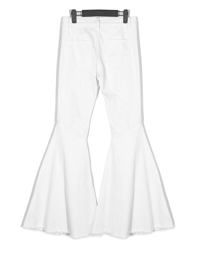Marigold Shadows pants Usatani High Waisted Pocket Flare Pants - White