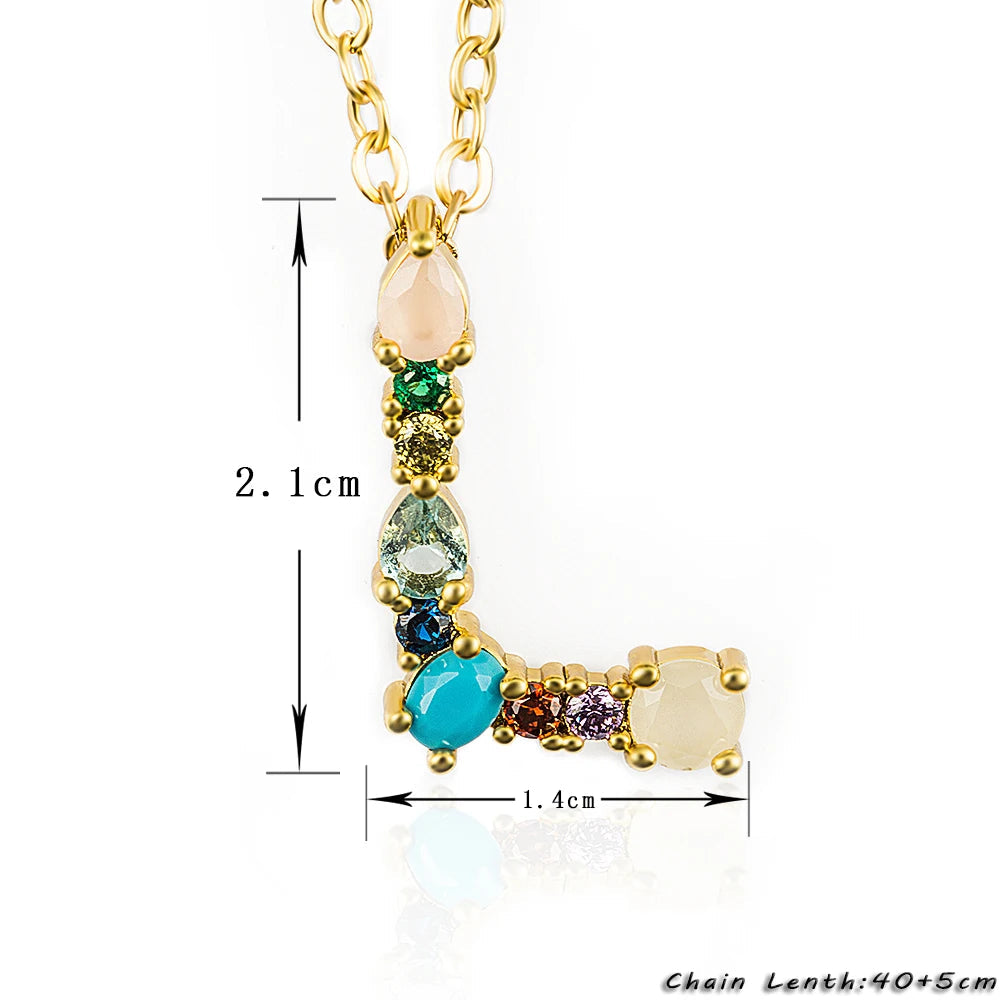 Marigold Shadows Pendant Necklaces ***Lettre Multicolor Initial Charm Necklace - Gold