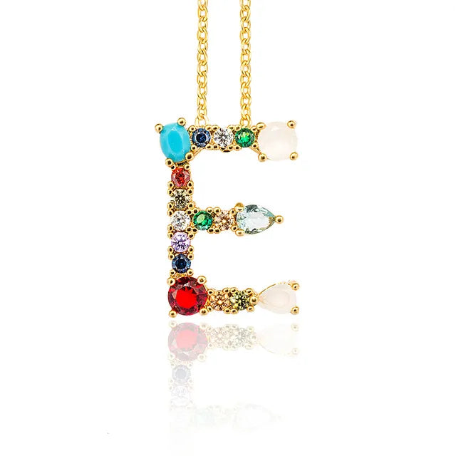 Marigold Shadows Pendant Necklaces ***Lettre Multicolor Initial Charm Necklace - Gold