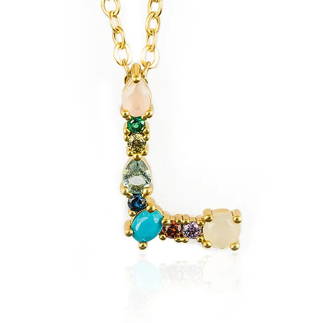 Marigold Shadows Pendant Necklaces ***Lettre Multicolor Initial Charm Necklace - Gold