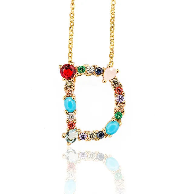 Marigold Shadows Pendant Necklaces ***Lettre Multicolor Initial Charm Necklace - Gold