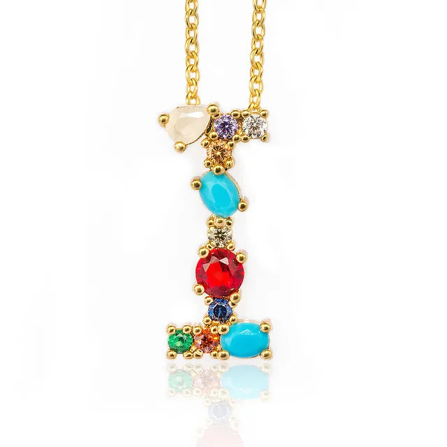 Marigold Shadows Pendant Necklaces ***Lettre Multicolor Initial Charm Necklace - Gold