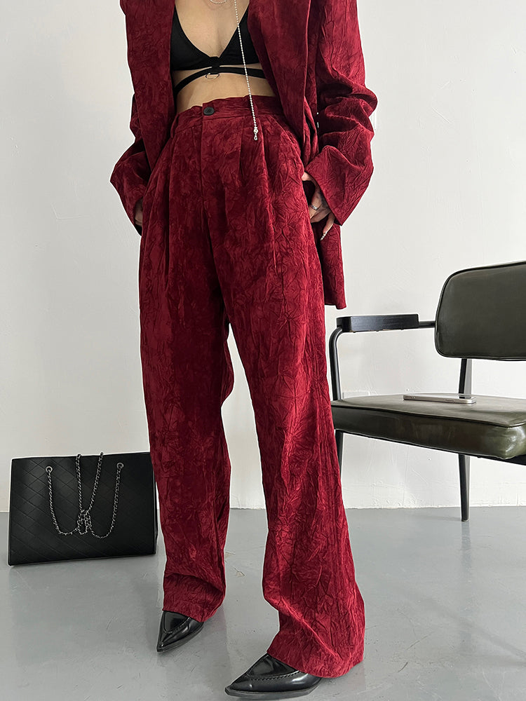 Monki velvet pants in red