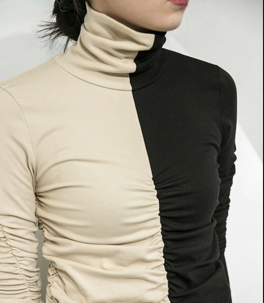 Marigold Shadows Shirt Mikki Cruella Ruched Turtleneck