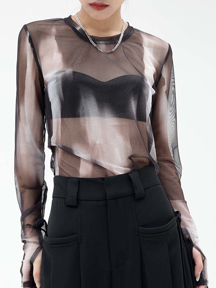 Marigold Shadows Shirt Takeo Asymmetrical Mesh Shirt