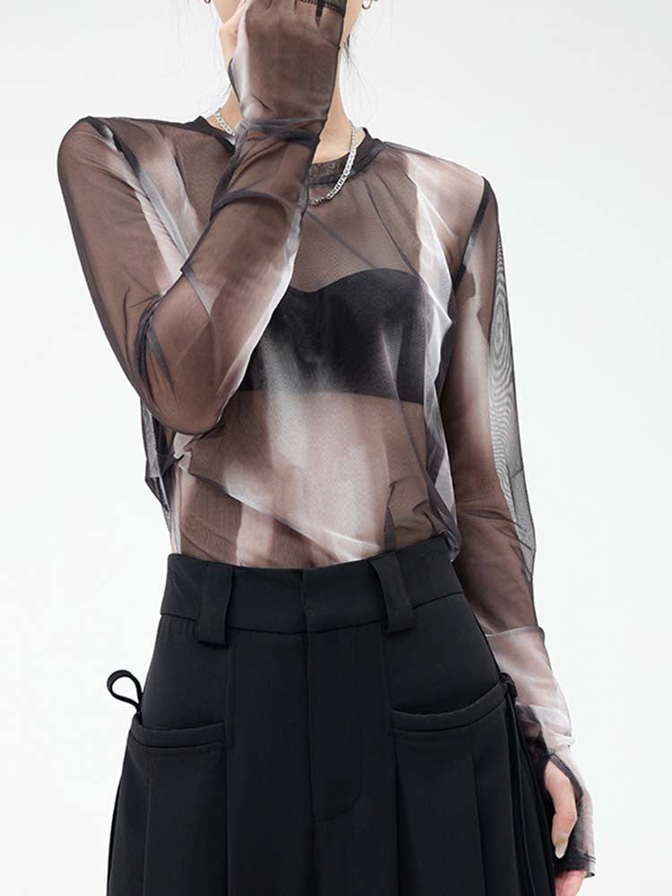 Marigold Shadows Shirt Takeo Asymmetrical Mesh Shirt