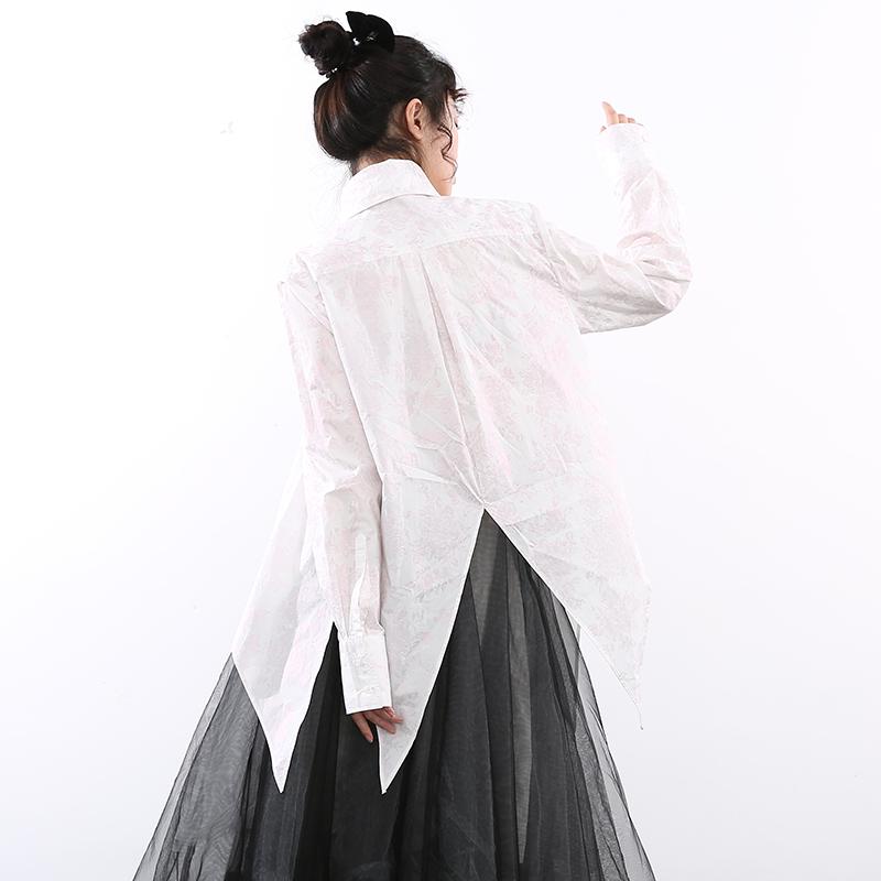 Marigold Shadows shirts Ayeka Irregular Long Sleeve Shirt