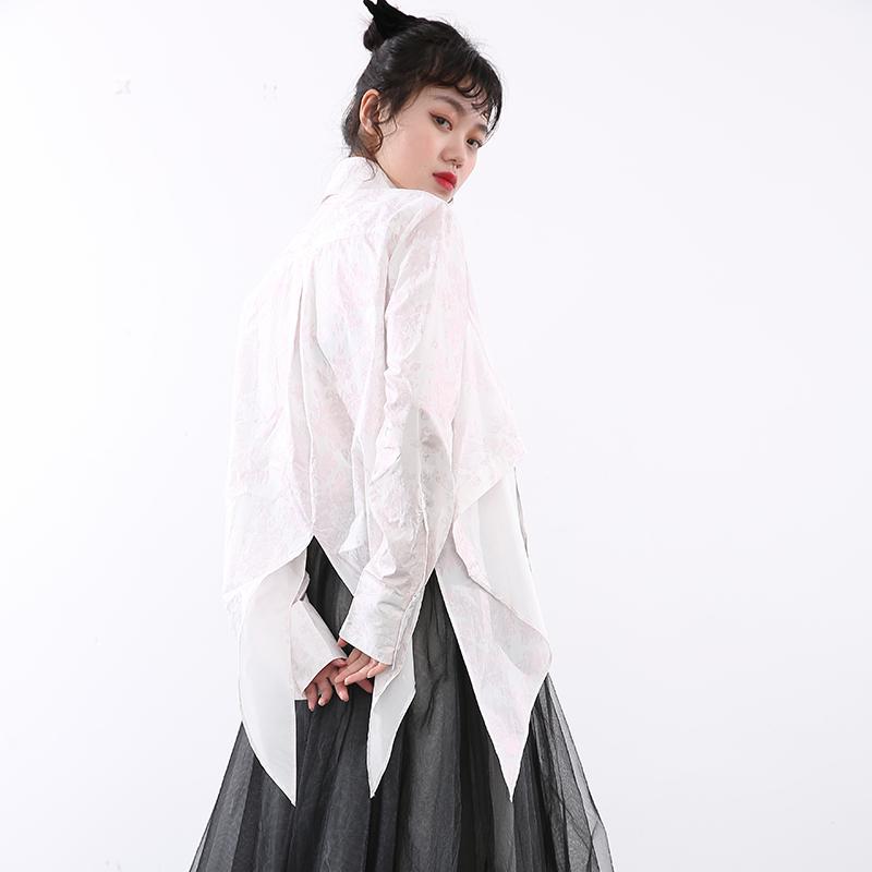 Marigold Shadows shirts Ayeka Irregular Long Sleeve Shirt