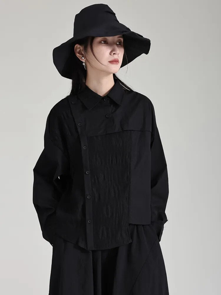 Marigold Shadows Shirts Bibba Irregular Blouse - Black