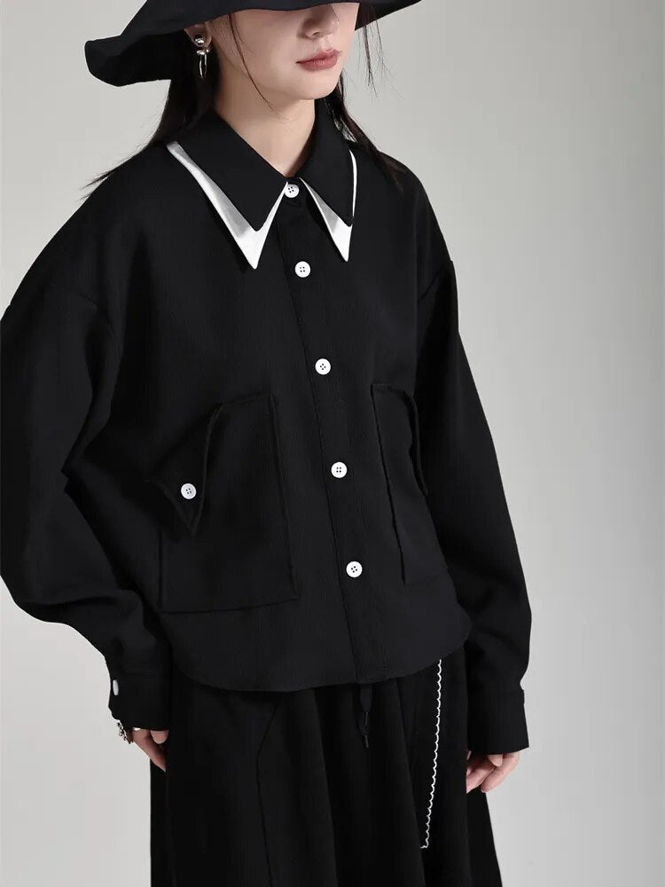 Marigold Shadows Shirts Butla Pocket Blouse - Black