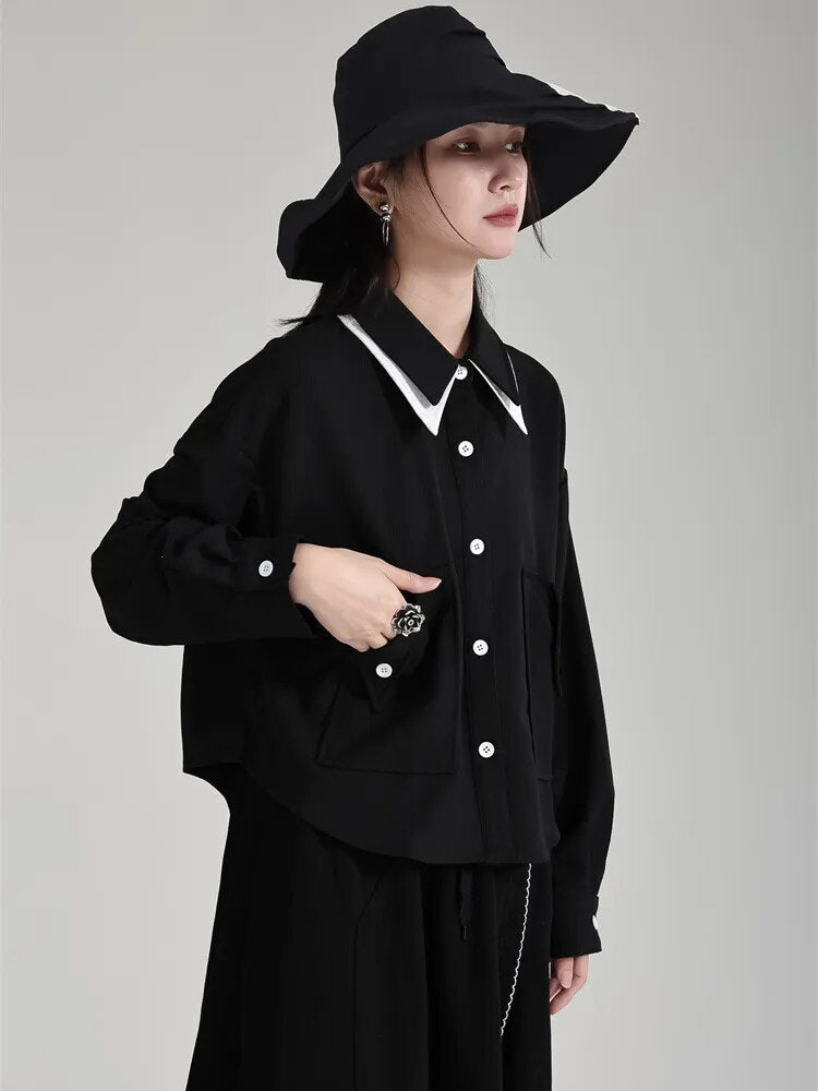 Marigold Shadows Shirts Butla Pocket Blouse - Black