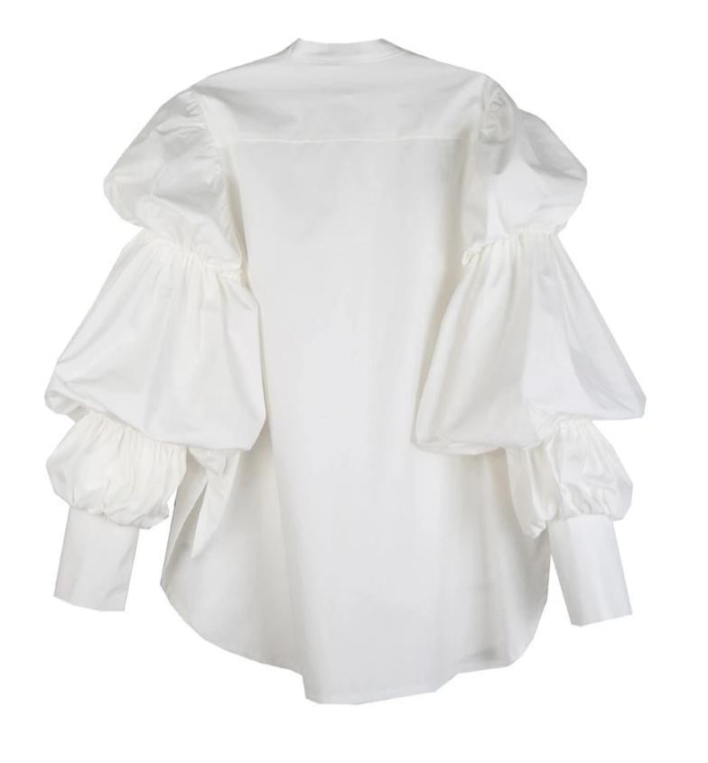 Marigold Shadows shirts Daoko Pleated Puff Long Sleeve Shirt - White