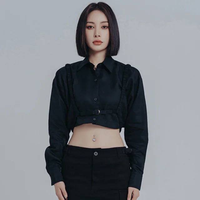 Marigold Shadows Shirts Darley Cropped Harness Blouse