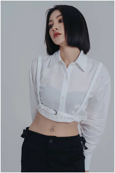 Marigold Shadows Shirts Darley Cropped Harness Blouse