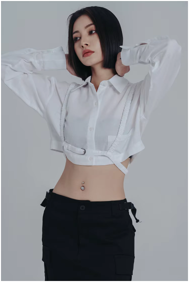 Marigold Shadows Shirts Darley Cropped Harness Blouse