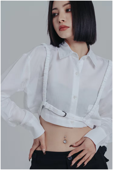 Marigold Shadows Shirts Darley Cropped Harness Blouse