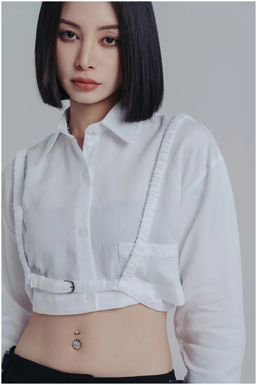 Marigold Shadows Shirts Darley Cropped Harness Blouse