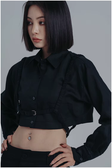 Marigold Shadows Shirts Darley Cropped Harness Blouse