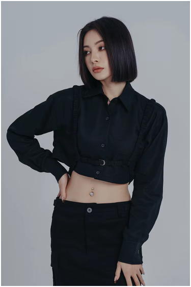 Marigold Shadows Shirts Darley Cropped Harness Blouse