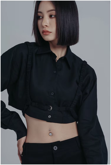 Marigold Shadows Shirts Darley Cropped Harness Blouse