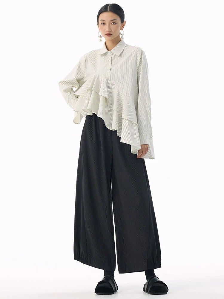 Marigold Shadows Shirts *** Deangalee Asymmetrical Ruffle Blouse