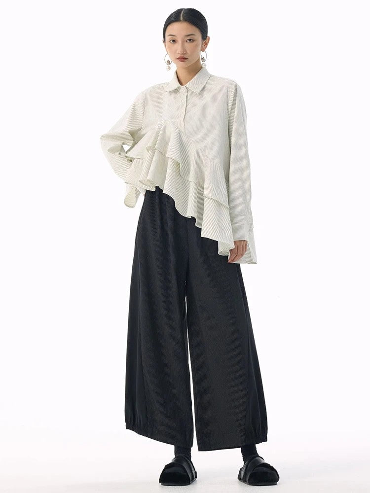 Marigold Shadows Shirts *** Deangalee Asymmetrical Ruffle Blouse