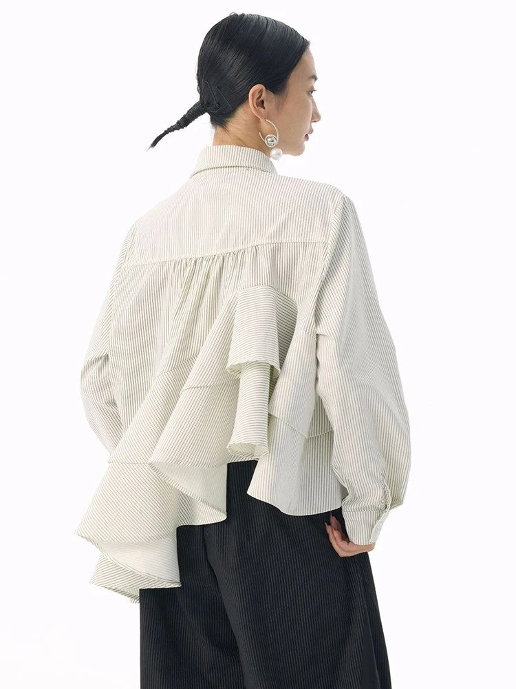 Marigold Shadows Shirts *** Deangalee Asymmetrical Ruffle Blouse
