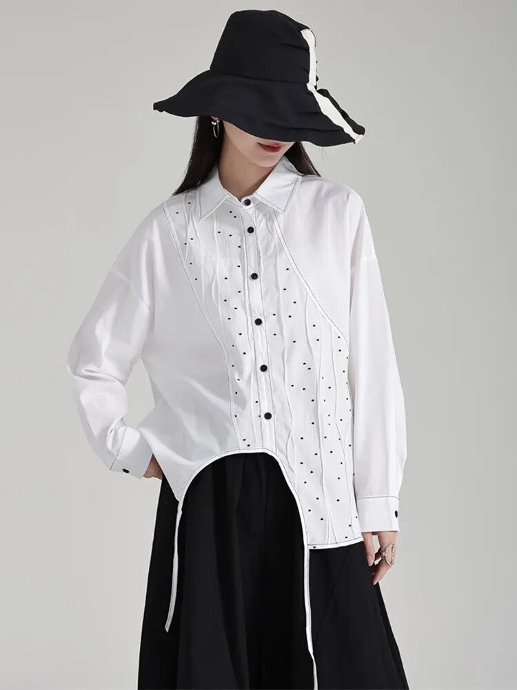 Marigold Shadows Shirts Dottir Asymmetrical Blouse - White