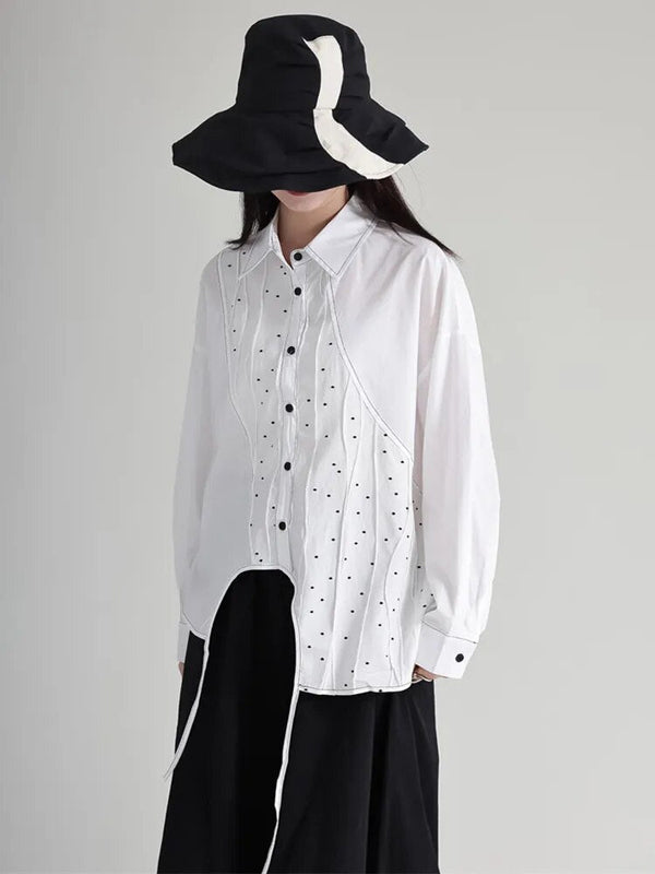 Marigold Shadows Shirts Dottir Asymmetrical Blouse - White