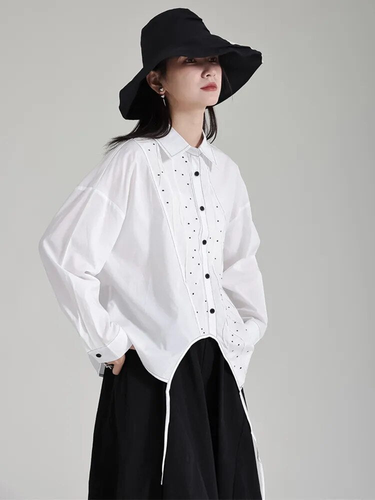 Marigold Shadows Shirts Dottir Asymmetrical Blouse - White