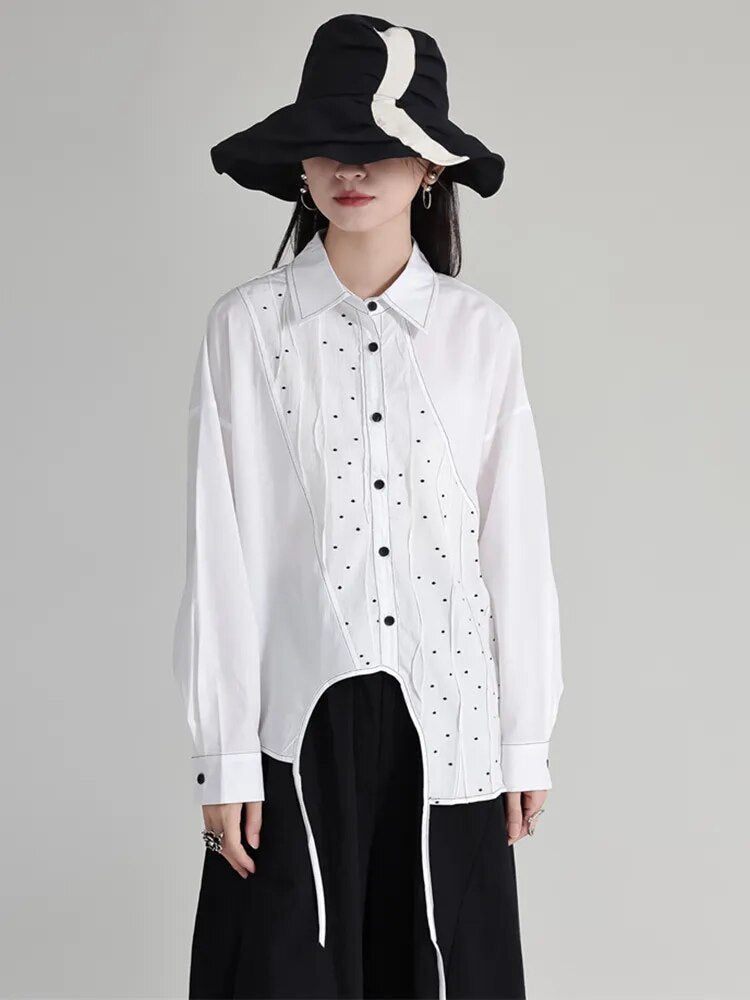 Marigold Shadows Shirts Dottir Asymmetrical Blouse - White