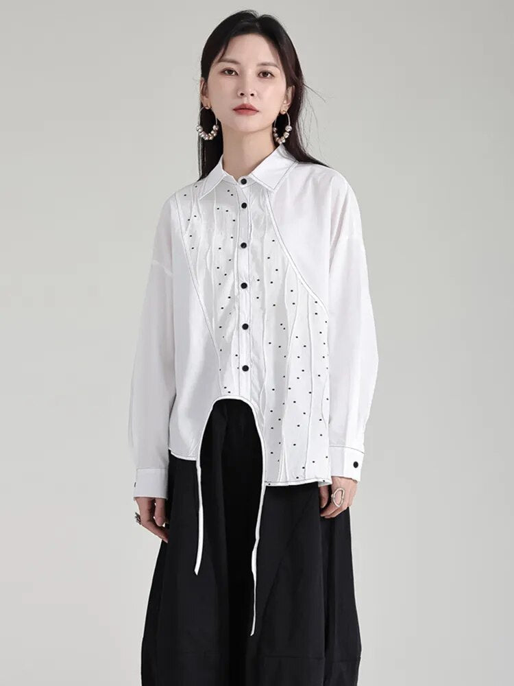 Marigold Shadows Shirts Dottir Asymmetrical Blouse - White