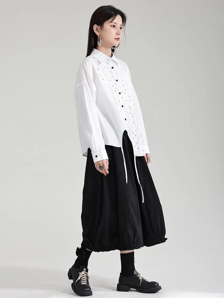 Marigold Shadows Shirts Dottir Asymmetrical Blouse - White