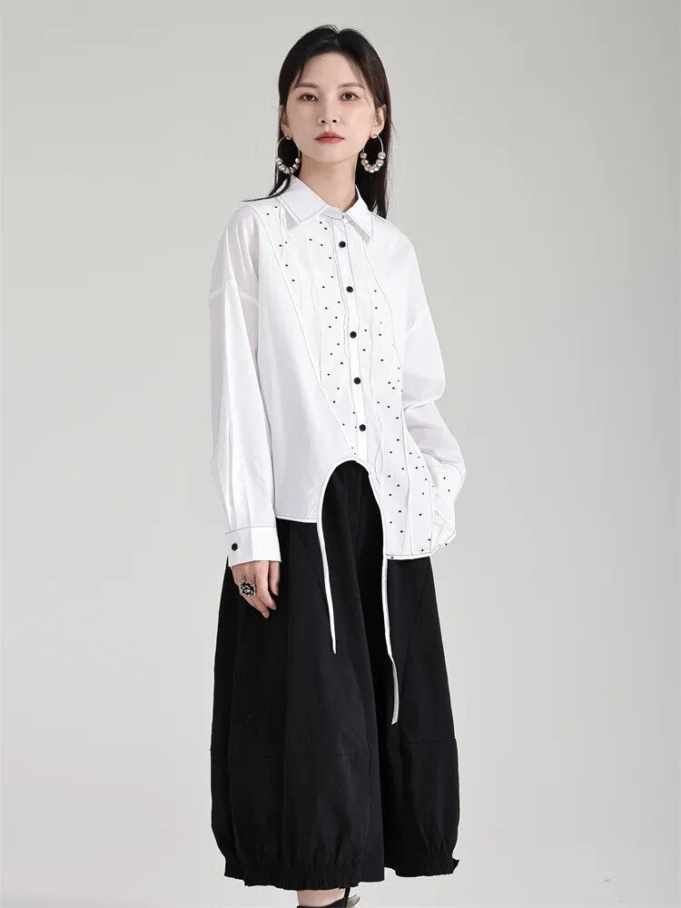 Marigold Shadows Shirts Dottir Asymmetrical Blouse - White