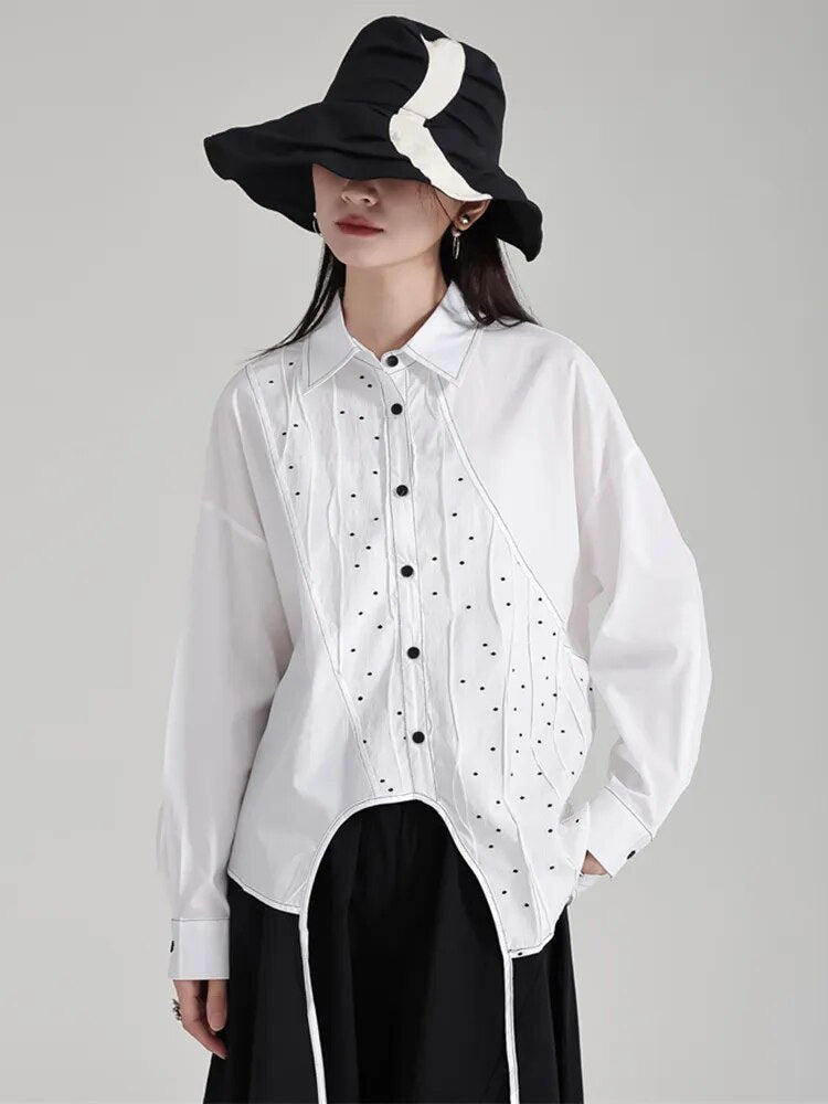 Marigold Shadows Shirts Dottir Asymmetrical Blouse - White