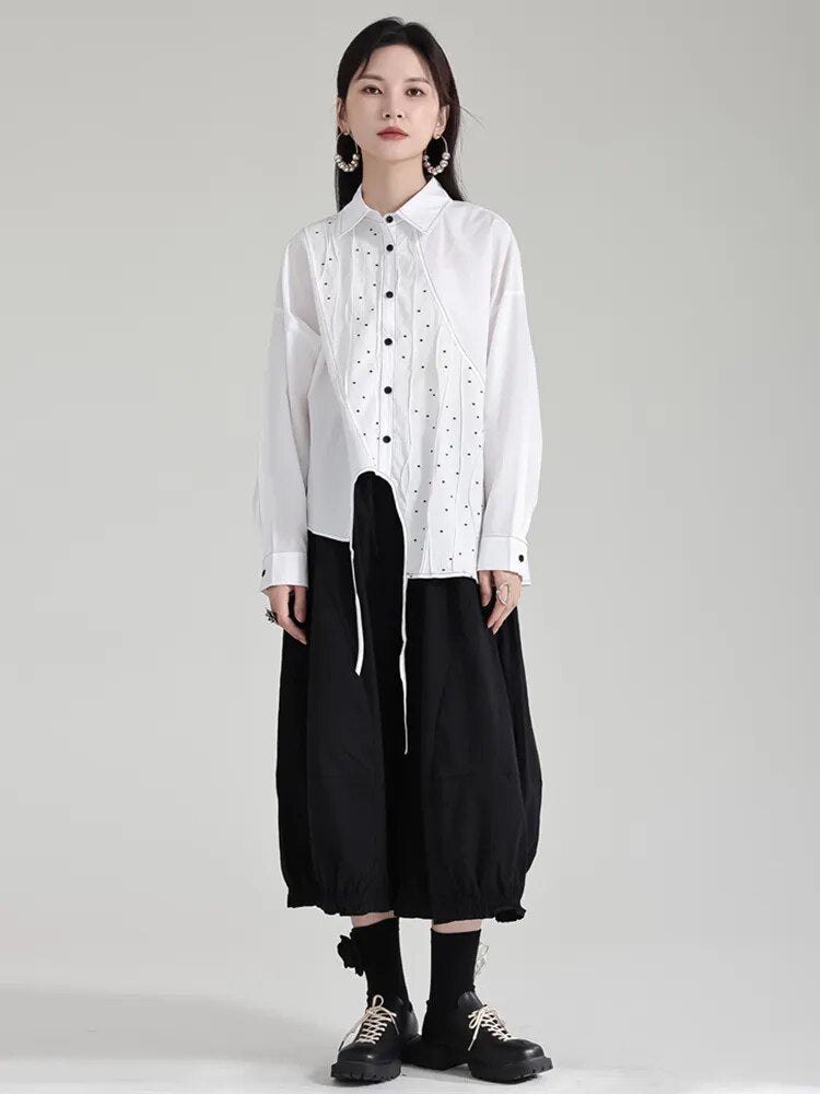 Marigold Shadows Shirts Dottir Asymmetrical Blouse - White