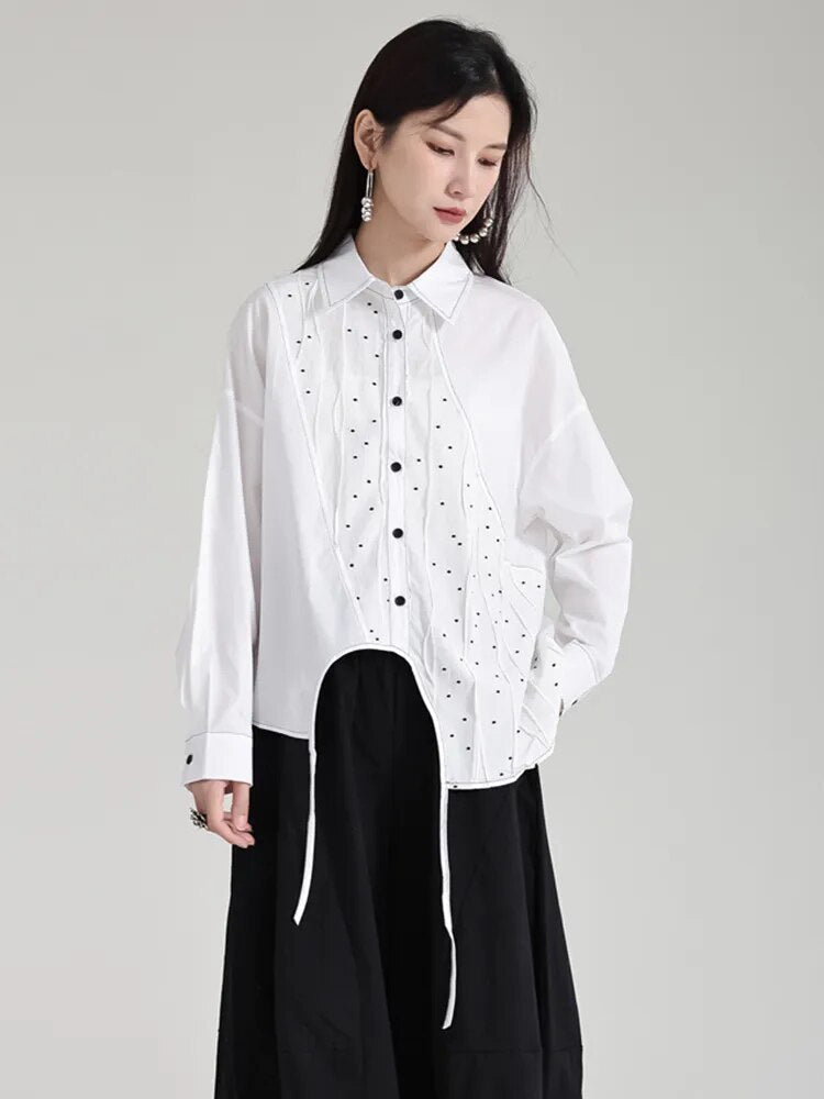 Marigold Shadows Shirts Dottir Asymmetrical Blouse - White