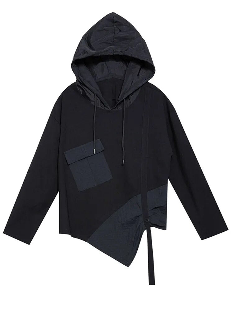 Marigold Shadows Shirts Hamarna Pocket Rouched Hoodie - Black