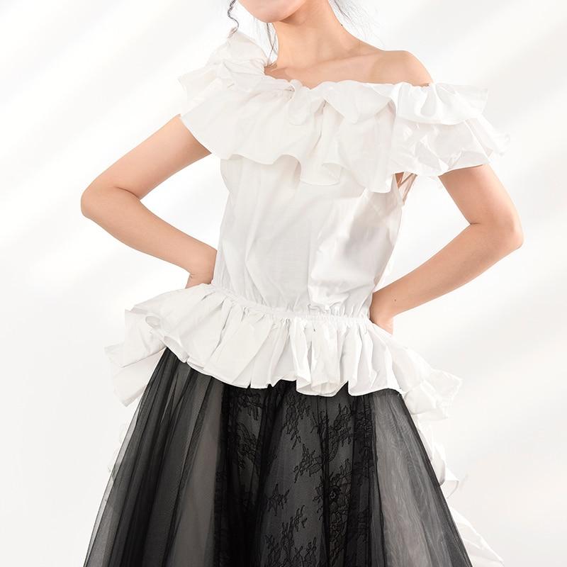 Marigold Shadows shirts Hayami Off Shoulder Ruffle Long Back Shirt