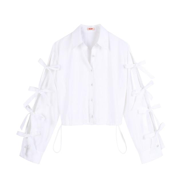 Marigold Shadows shirts Hiroto Bow Long Sleeve Loose Shirt